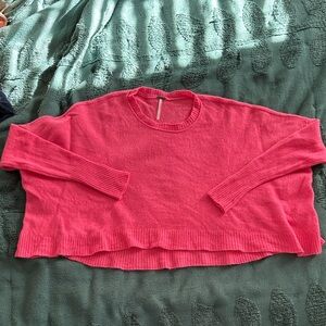 Free People bubblegum pink cashmere crop sweater small